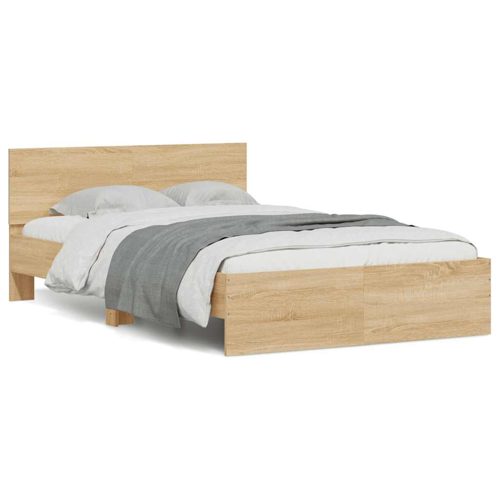 Bedframe with Headboard and LED Sonoma Oak 120x200cm - Design Hut