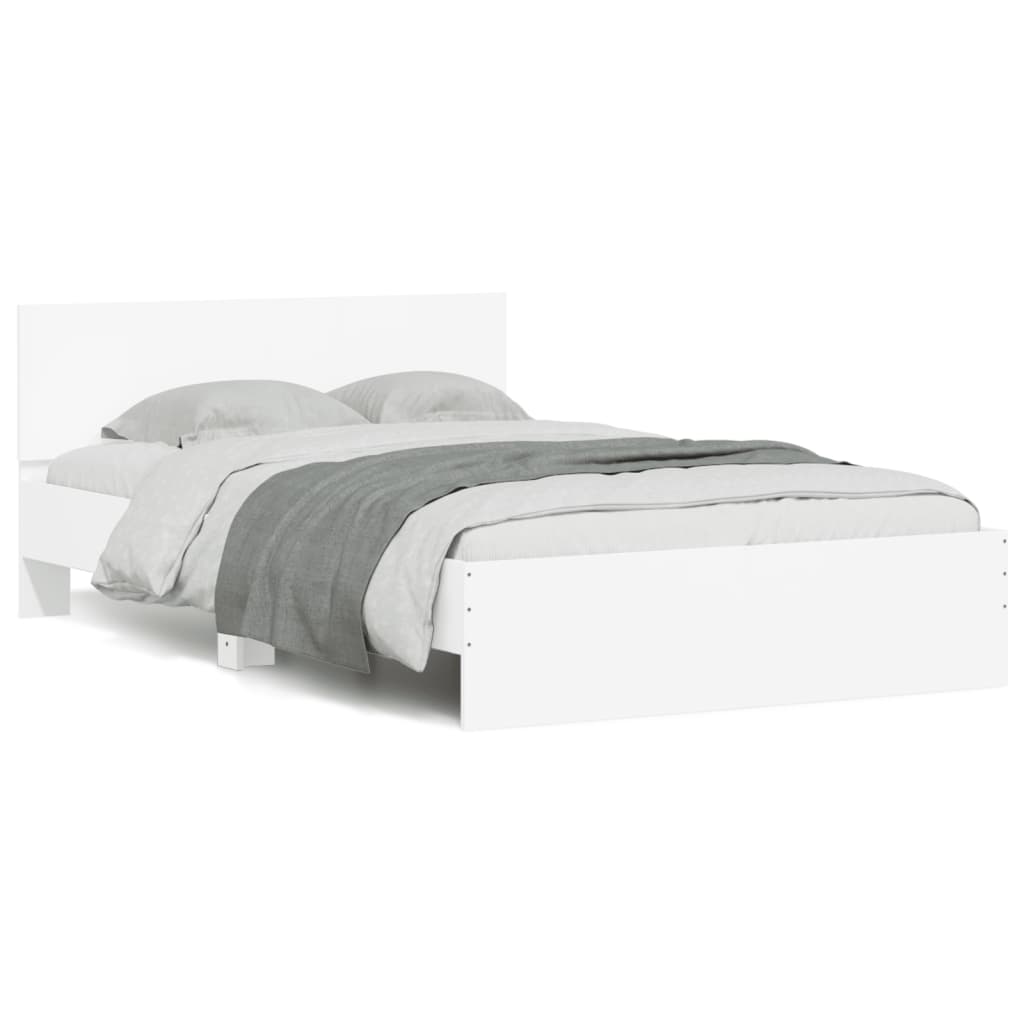 Bed Frame with Headboard and LED White 135x190 cm Double - Style and Chic