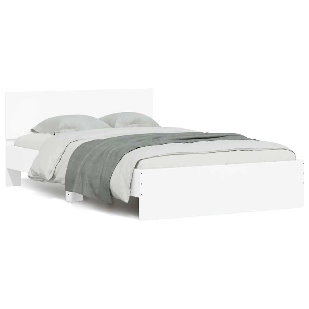 Bedframe with Headboard and LED White 120x190cm Small Double - Millennium Furniture