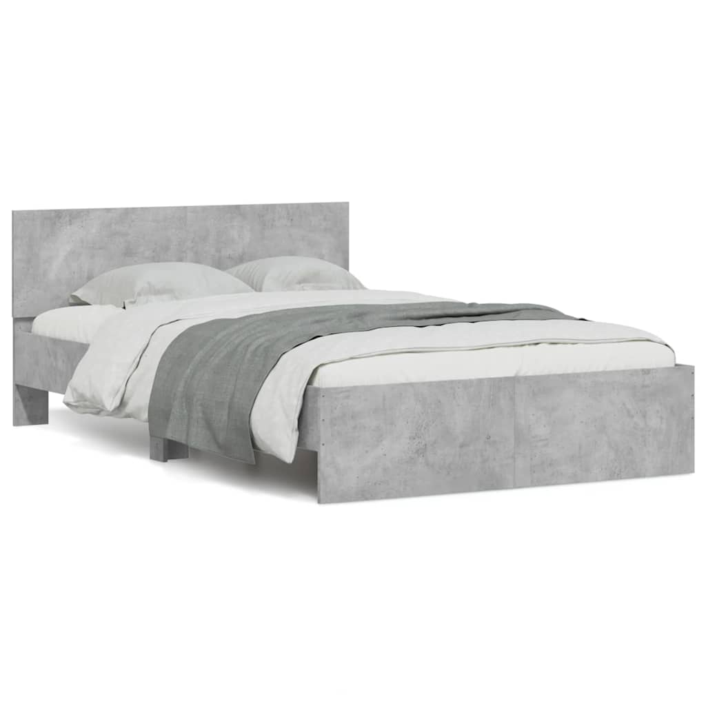 Bedframe with Headboard and LED Concrete Grey 120x190cm Small Double - Tyrell & Tyrell