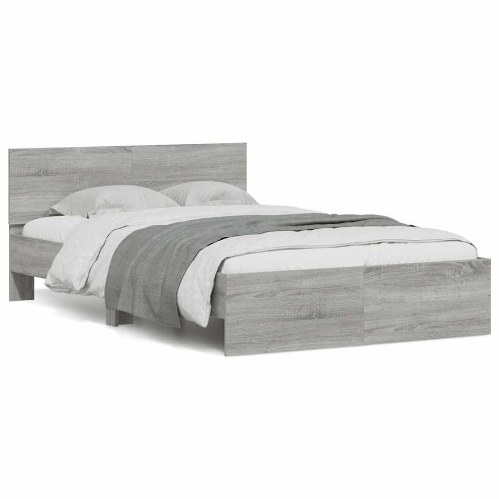 Bedframe with Headboard and LED Grey Sonoma 120x190cm Small Double - Charlotte Dunes