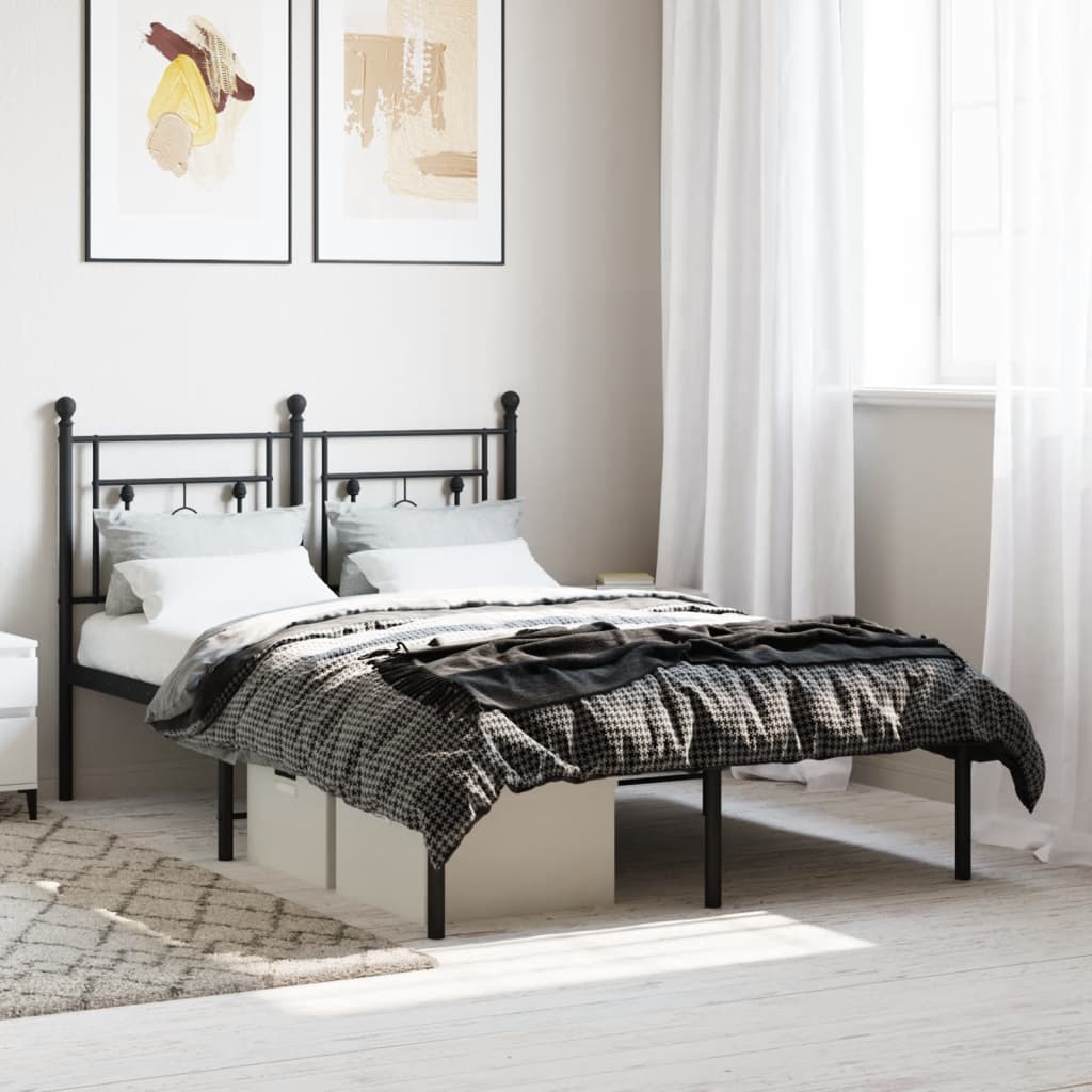 Metal Bed Frame with Headboard Black 120x200 cm - Merlin Deals