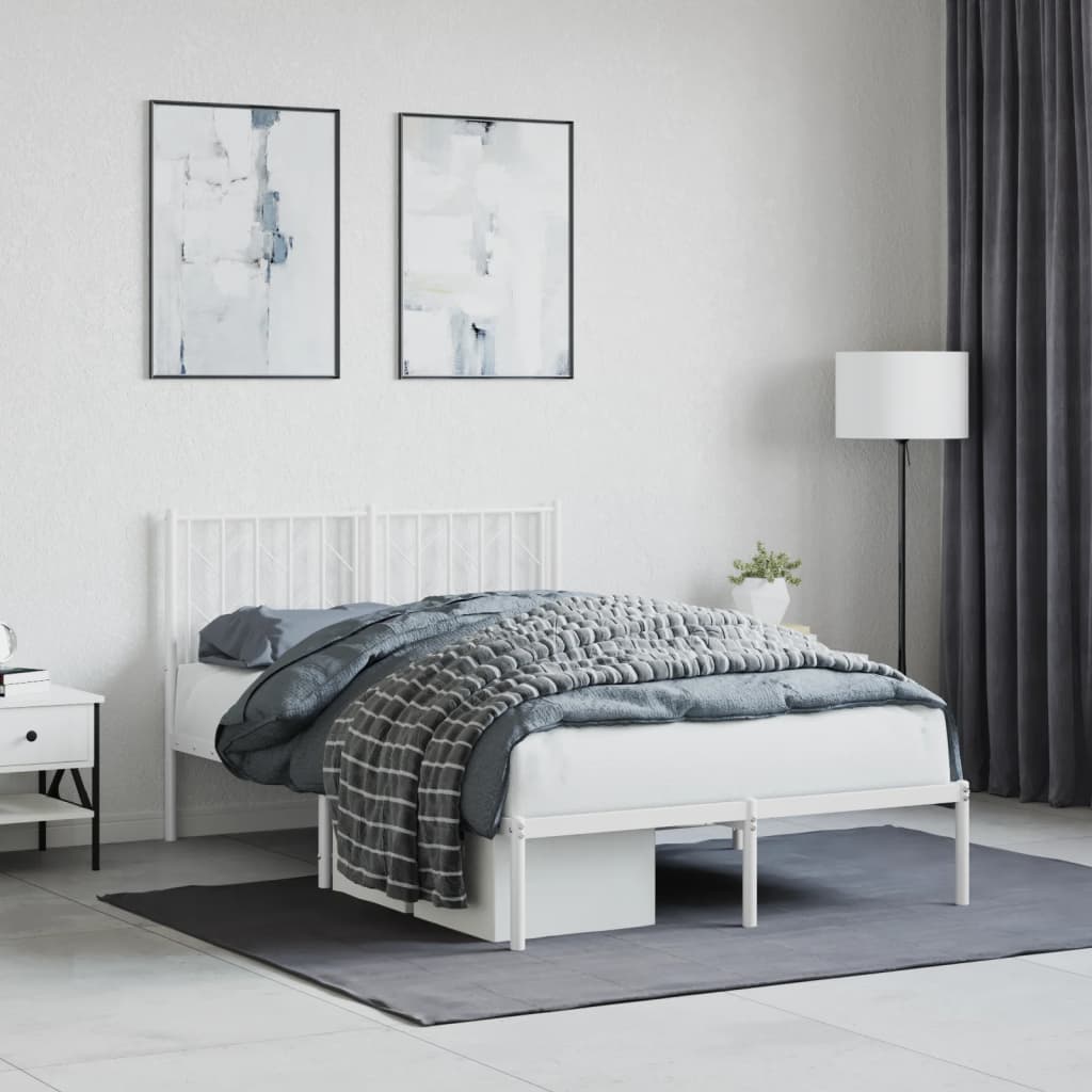 Metal Bed Frame with Headboard White 120x200 cm - Merlin Deals