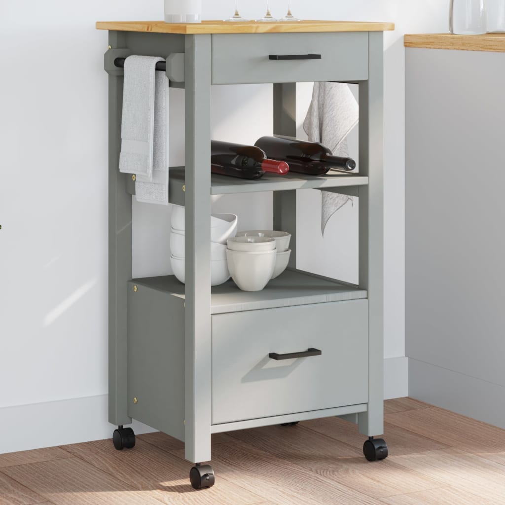 Kitchen Trolley MONZA 48x40x90 cm Solid Wood Pine - Decor Base