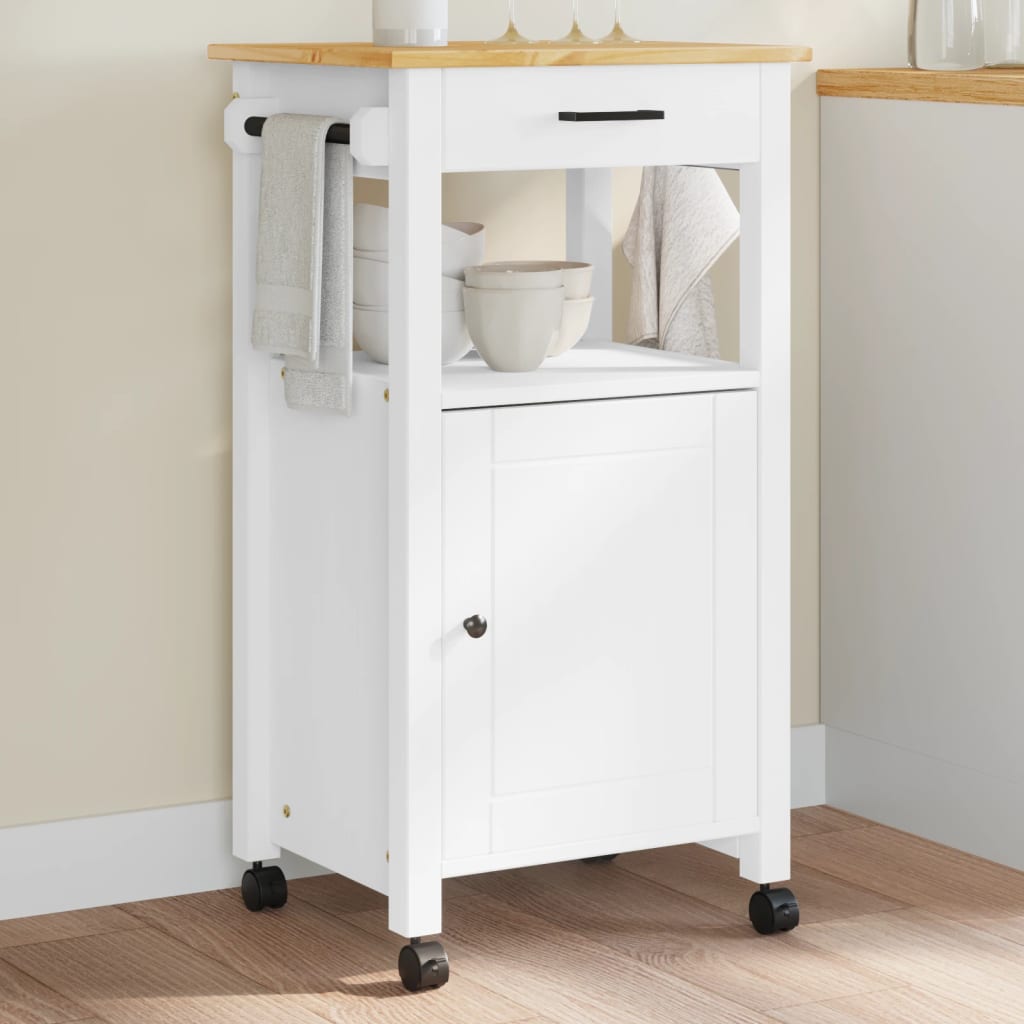 Kitchen Trolley MONZA 48x40x90 cm Solid Wood Pine - Direct Imports