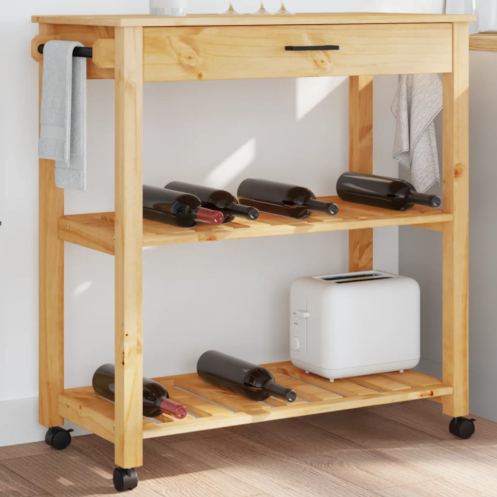 Kitchen Trolley MONZA 84x40x90 cm Solid Wood Pine - Casper Homes