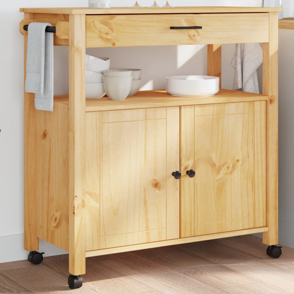 Kitchen Trolley MONZA 84x40x90 cm Solid Wood Pine - Merlin Deals