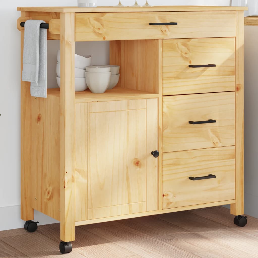Kitchen Trolley MONZA 84x40x90 cm Solid Wood Pine - Casper Homes