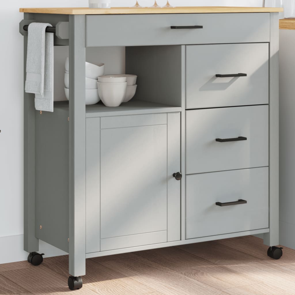 Kitchen Trolley MONZA 84x40x90 cm Solid Wood Pine - Merlin Deals