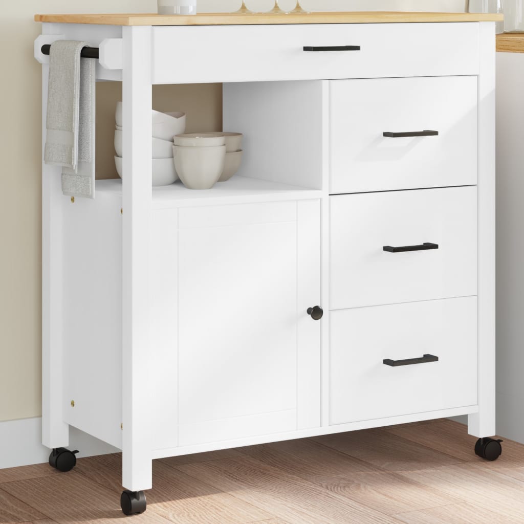 Kitchen Trolley MONZA 84x40x90 cm Solid Wood Pine - Brittle & Co