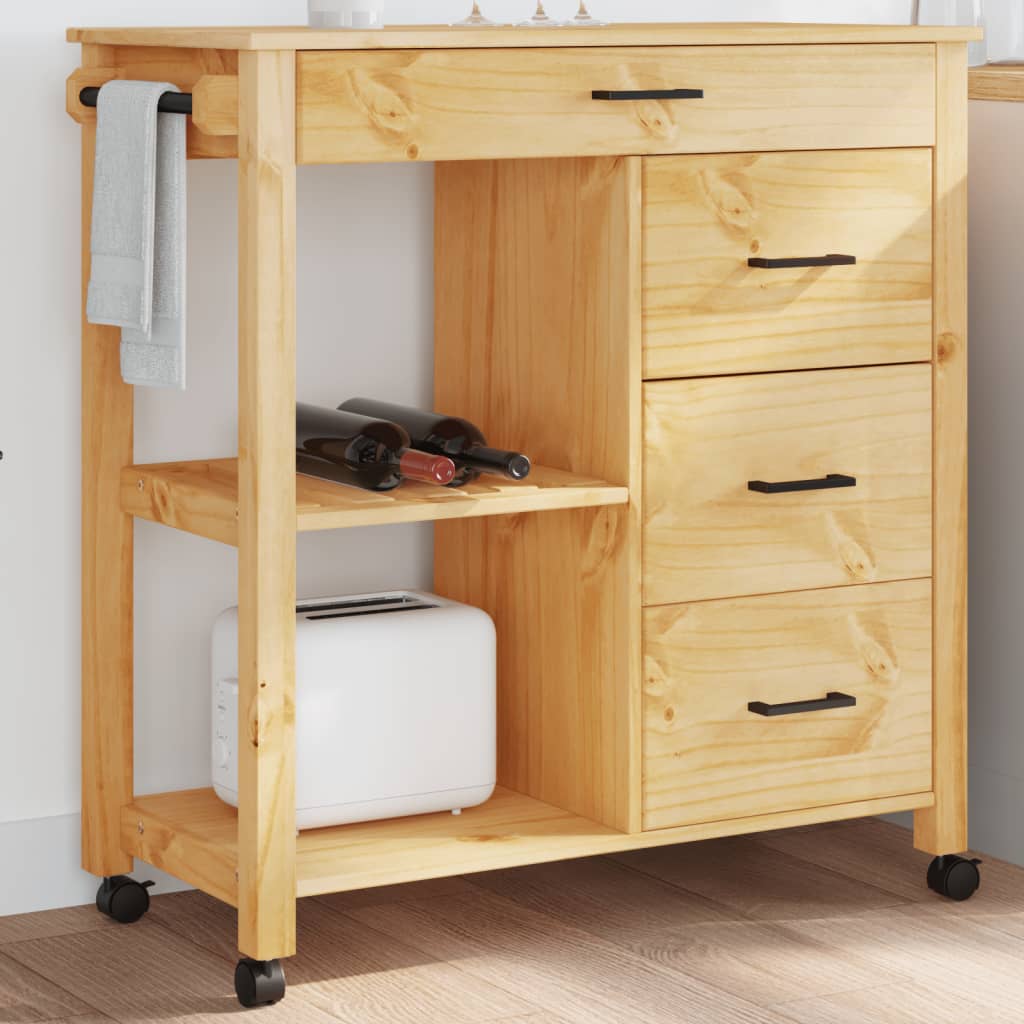 Kitchen Trolley MONZA 84x40x90 cm Solid Wood Pine - All Things Good