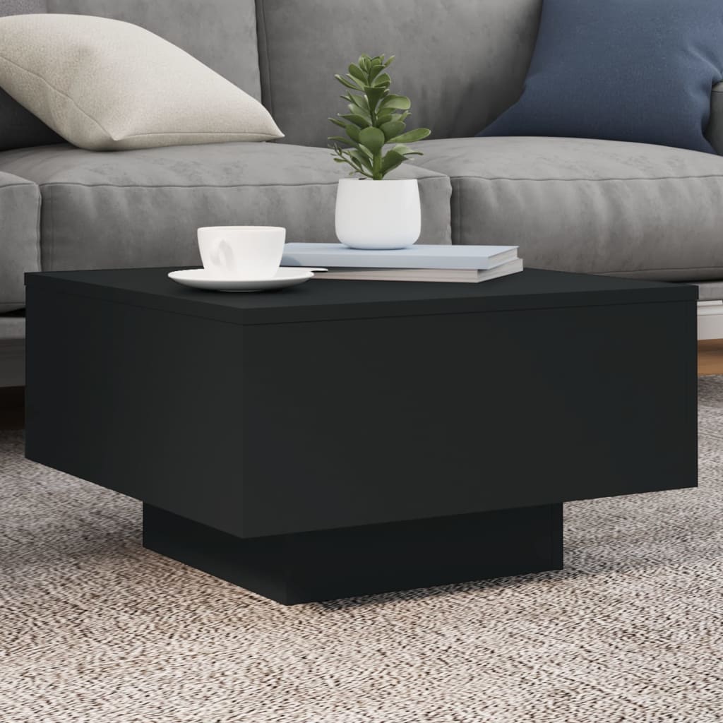 Coffee Table with LED Lights Black 55x55x31 cm - Brittle & Co