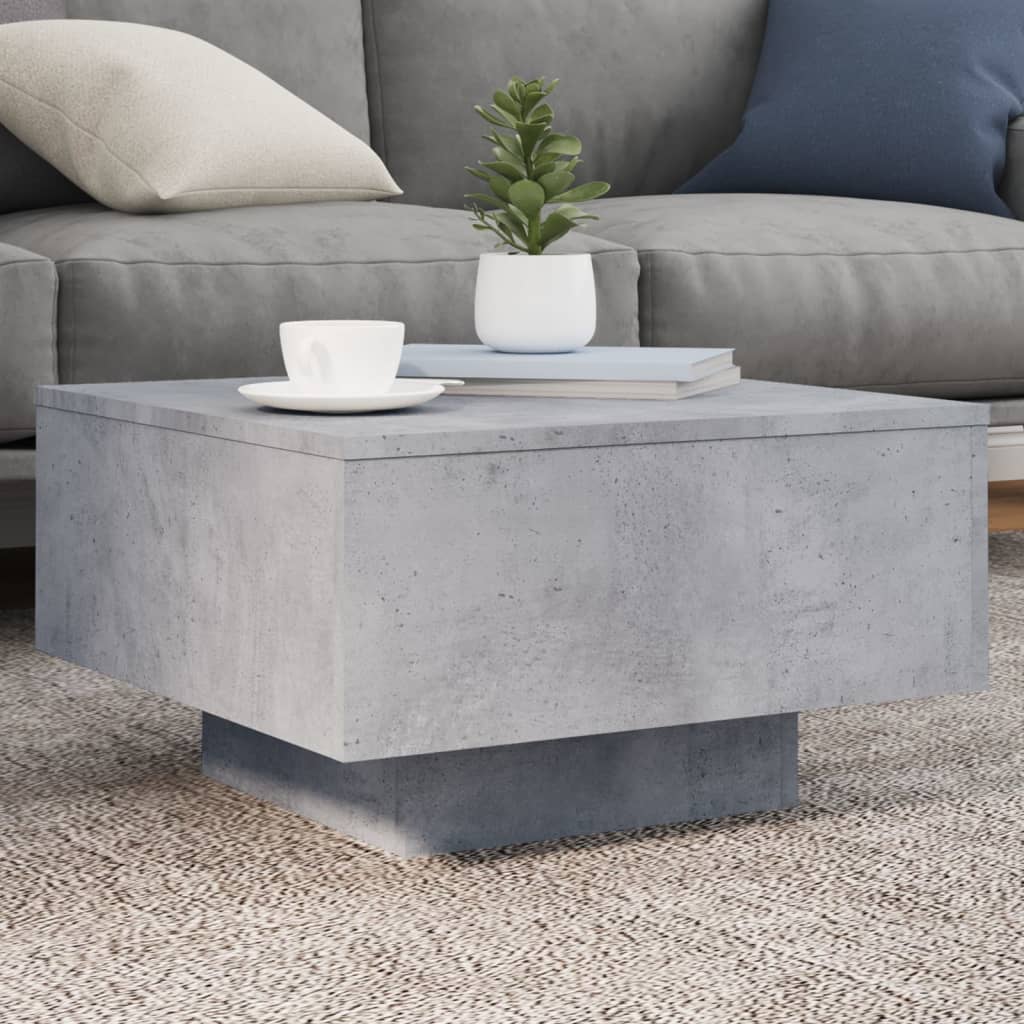 Coffee Table with LED Lights Concrete Grey 55x55x31 cm - Millennium Furniture