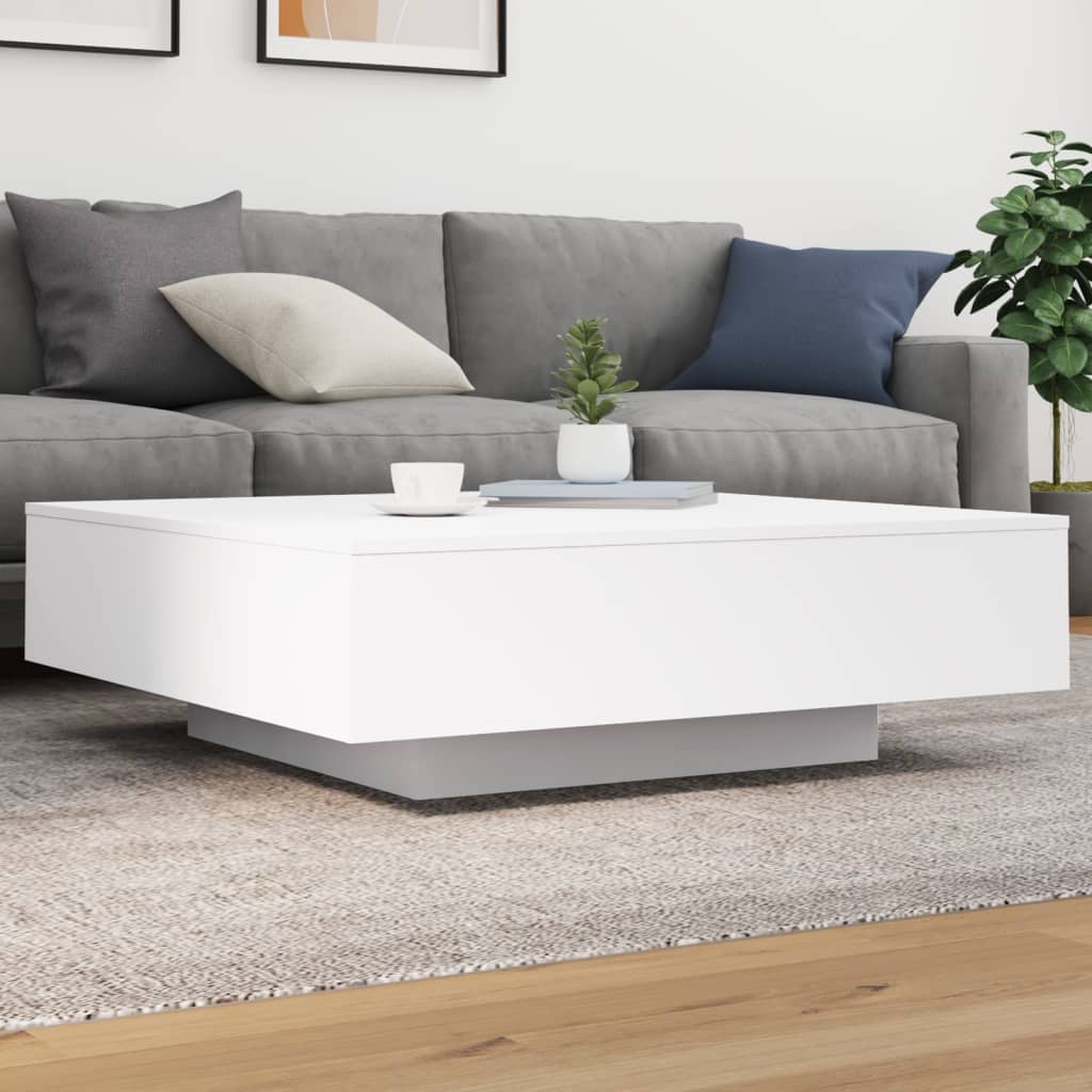 Coffee Table White 100x100x31 cm Engineered Wood - Merkel Designers