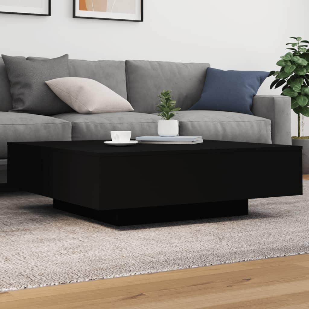 Coffee Table with LED Lights Black 100x100x31 cm - Casper Homes