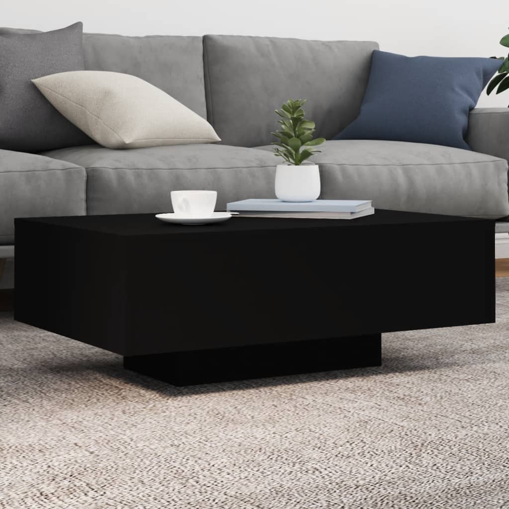 Coffee Table with LED Lights Black 85x55x31 cm - Brittle & Co