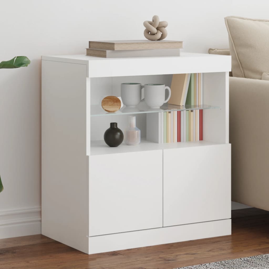Sideboard with LED Lights White 60x37x67 cm - Merlin Deals
