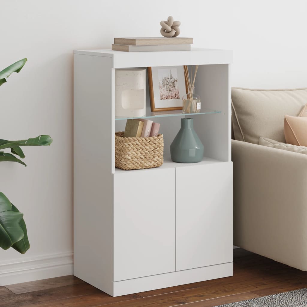Sideboard with LED Lights White 60.5x37x100 cm - Brittle & Co