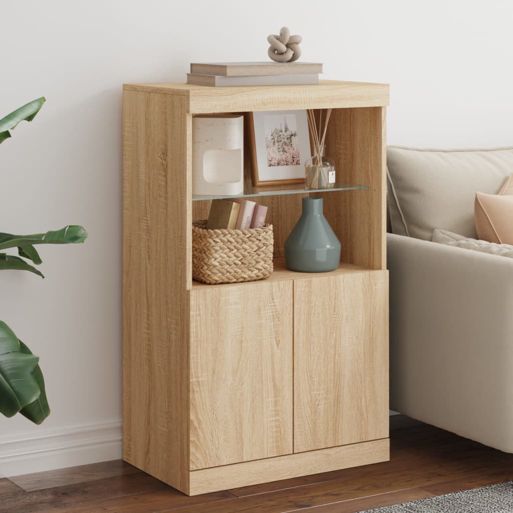 Sideboard with LED Lights Sonoma Oak 60.5x37x100 cm - Brittle & Co