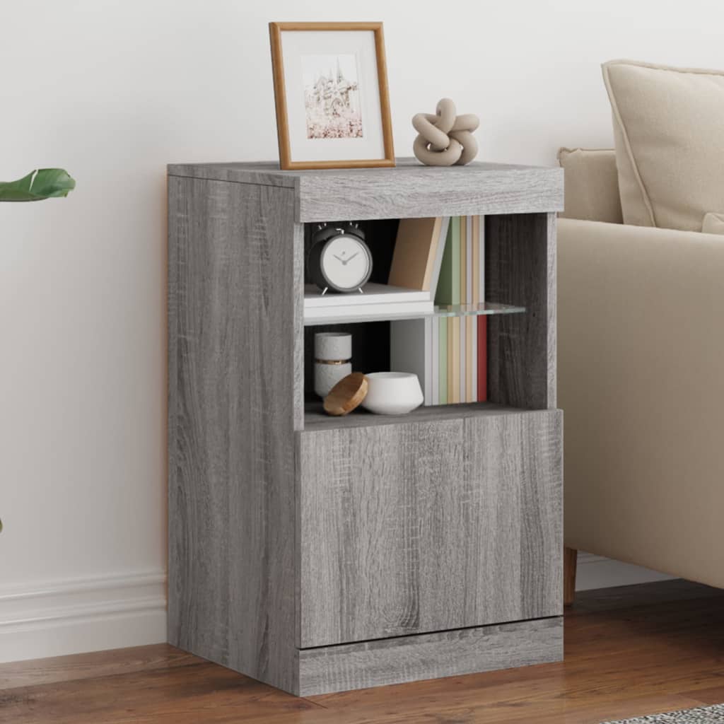 Sideboard with LED Lights Grey Sonoma 41x37x67 cm - Brittle & Co