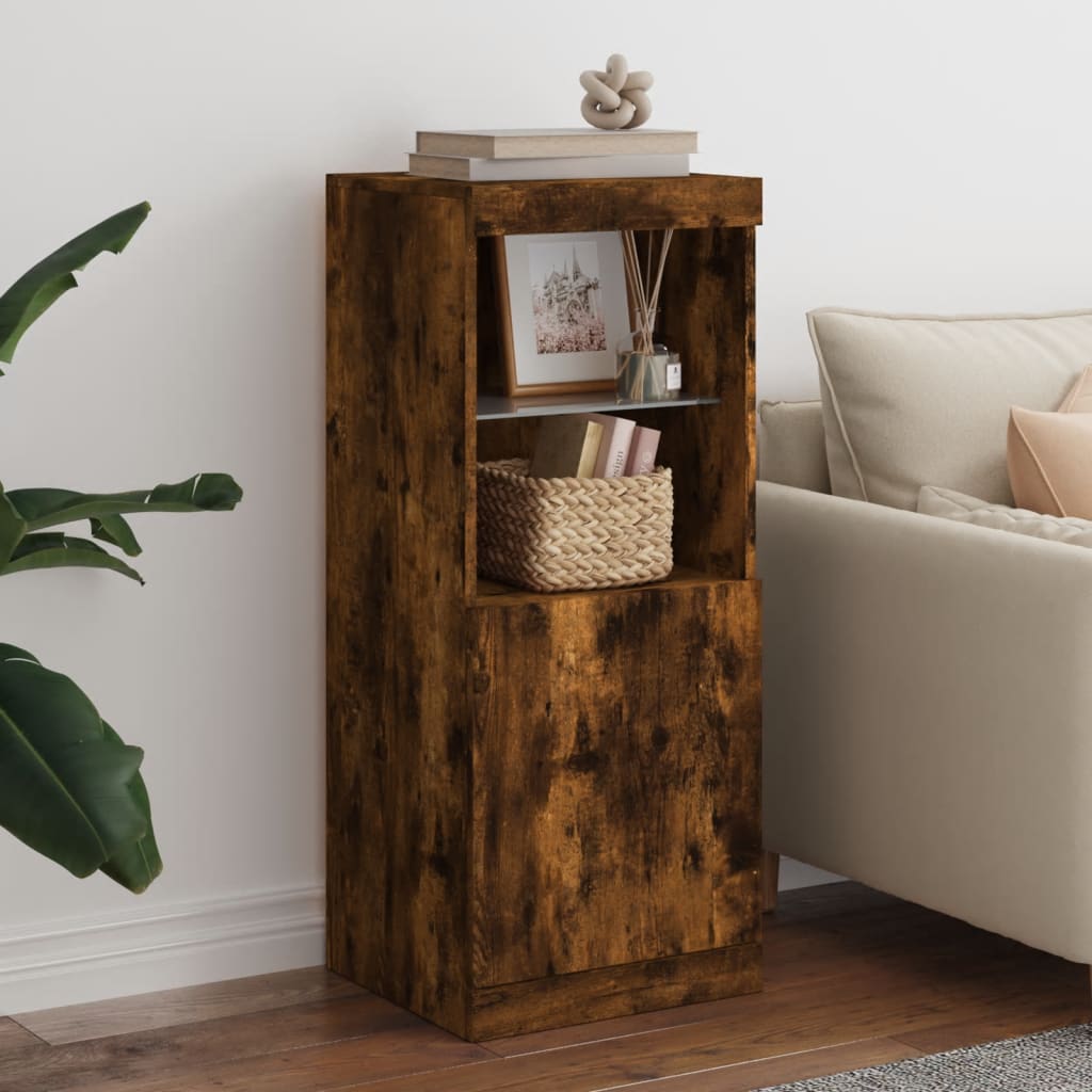 Sideboard with LED Lights Smoked Oak 41x37x100 cm - Brittle & Co