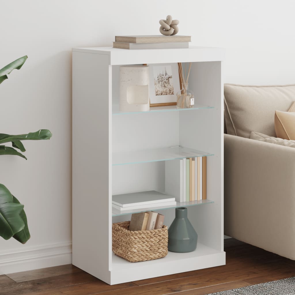 Sideboard with LED Lights White 60.5x37x100 cm - All Things Good