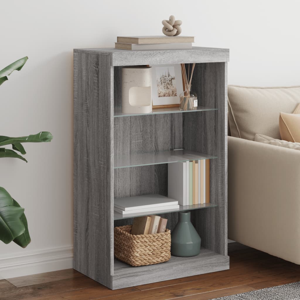 Sideboard with LED Lights Grey Sonoma 60.5x37x100 cm - Style and Chic