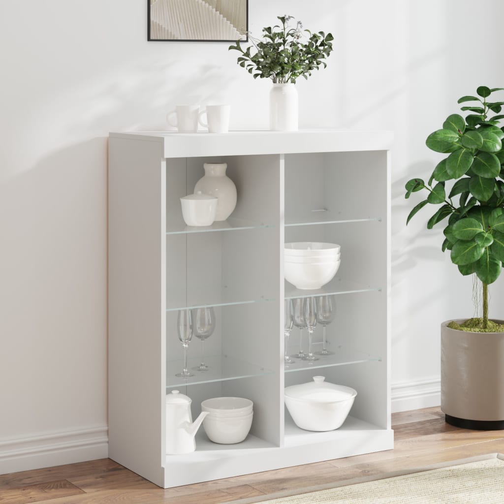 Sideboard with LED Lights White 81x37x100 cm - Merkel Designers