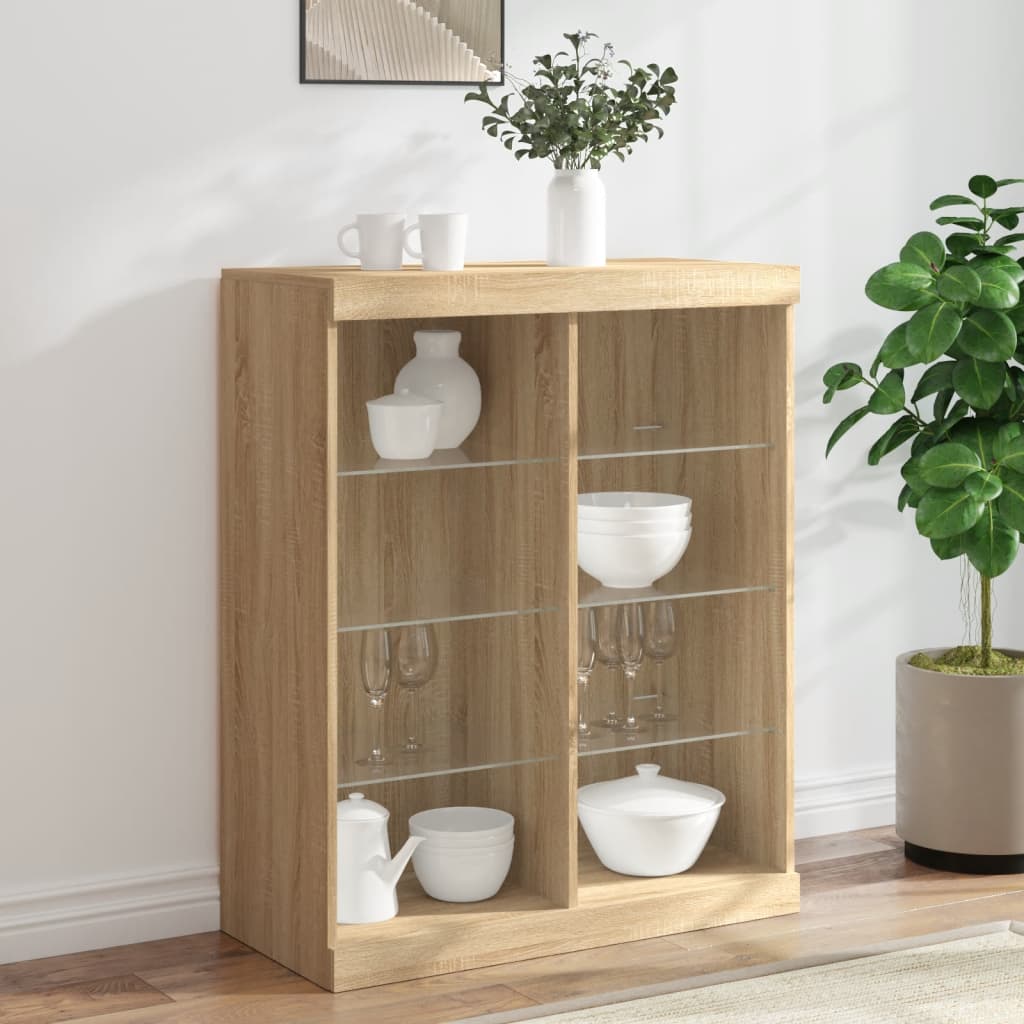Sideboard with LED Lights Sonoma Oak 81x37x100 cm - Millennium Furniture