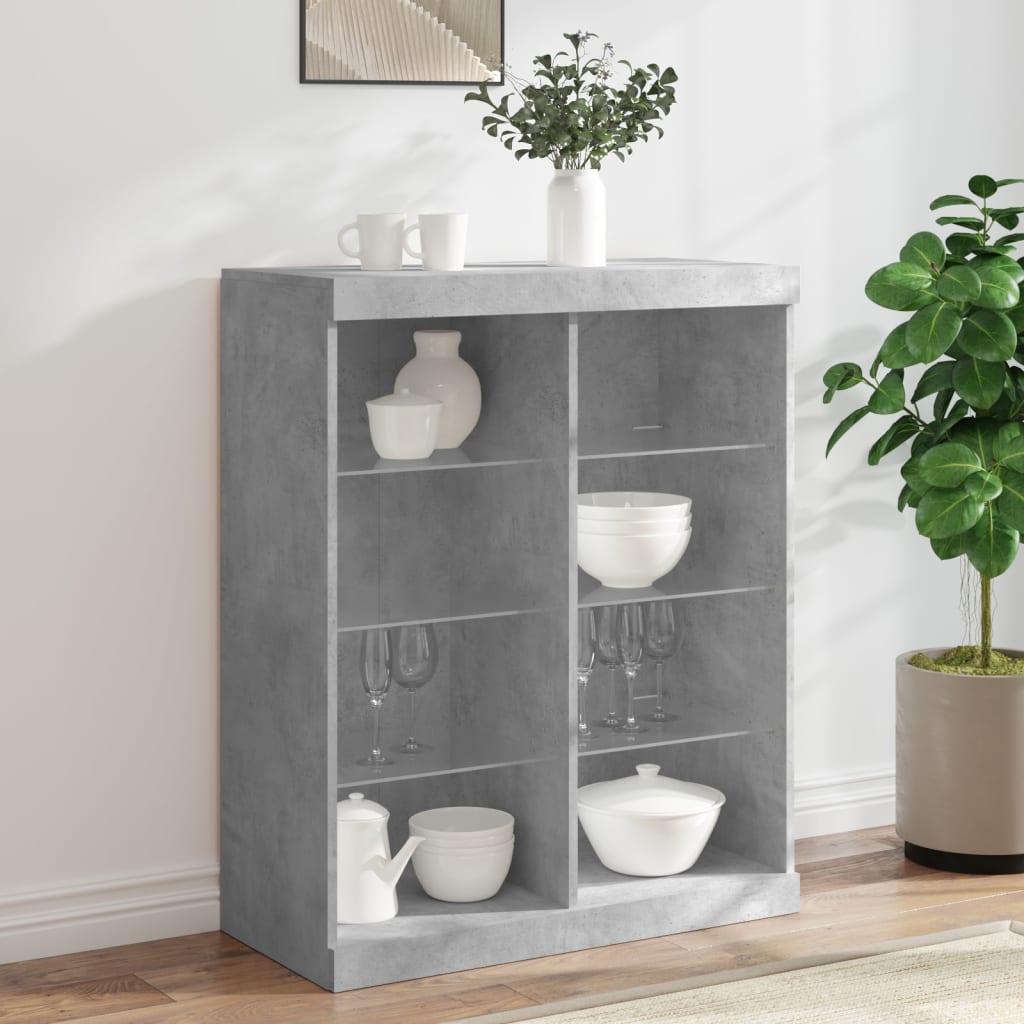 Sideboard with LED Lights Concrete Grey 81x37x100 cm - Millennium Furniture