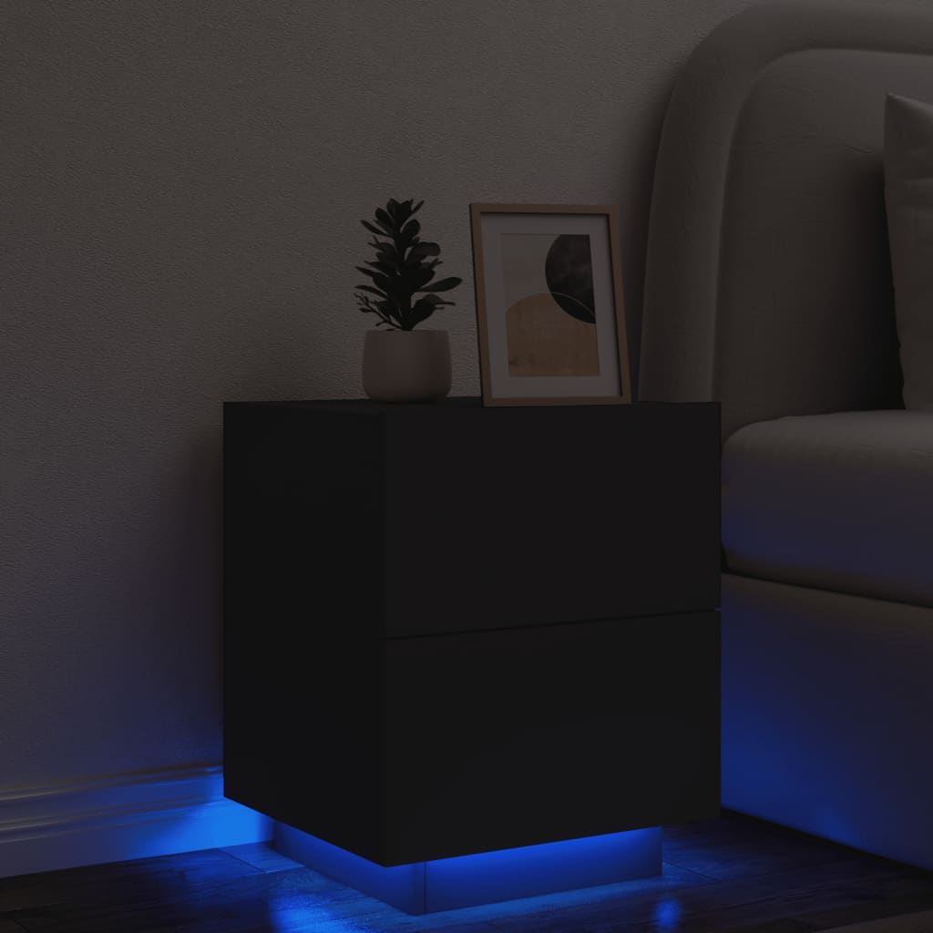 Bedside Table - CLARA Nightstand Black 45cm - Sid & Sam