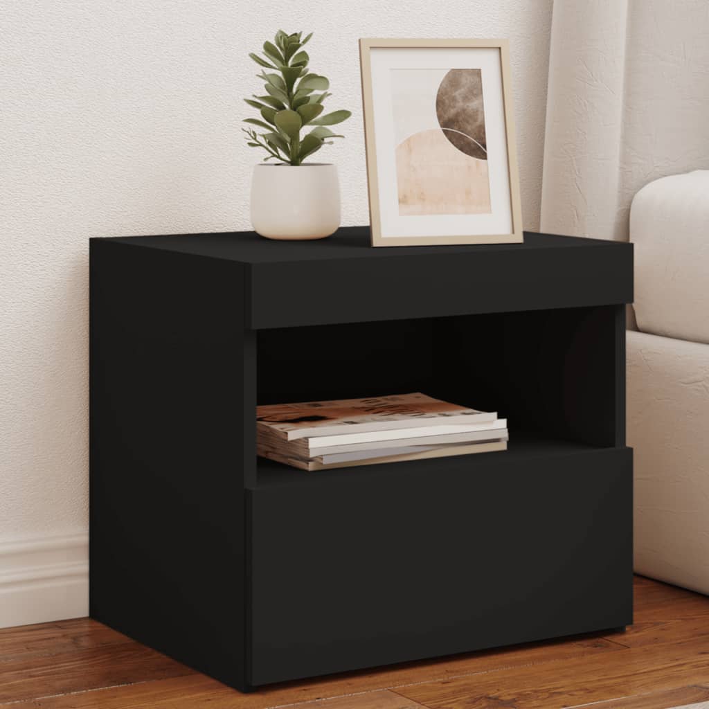 Bedside Table - BELLEVUE Nightstand Black 50cm - Casper Homes