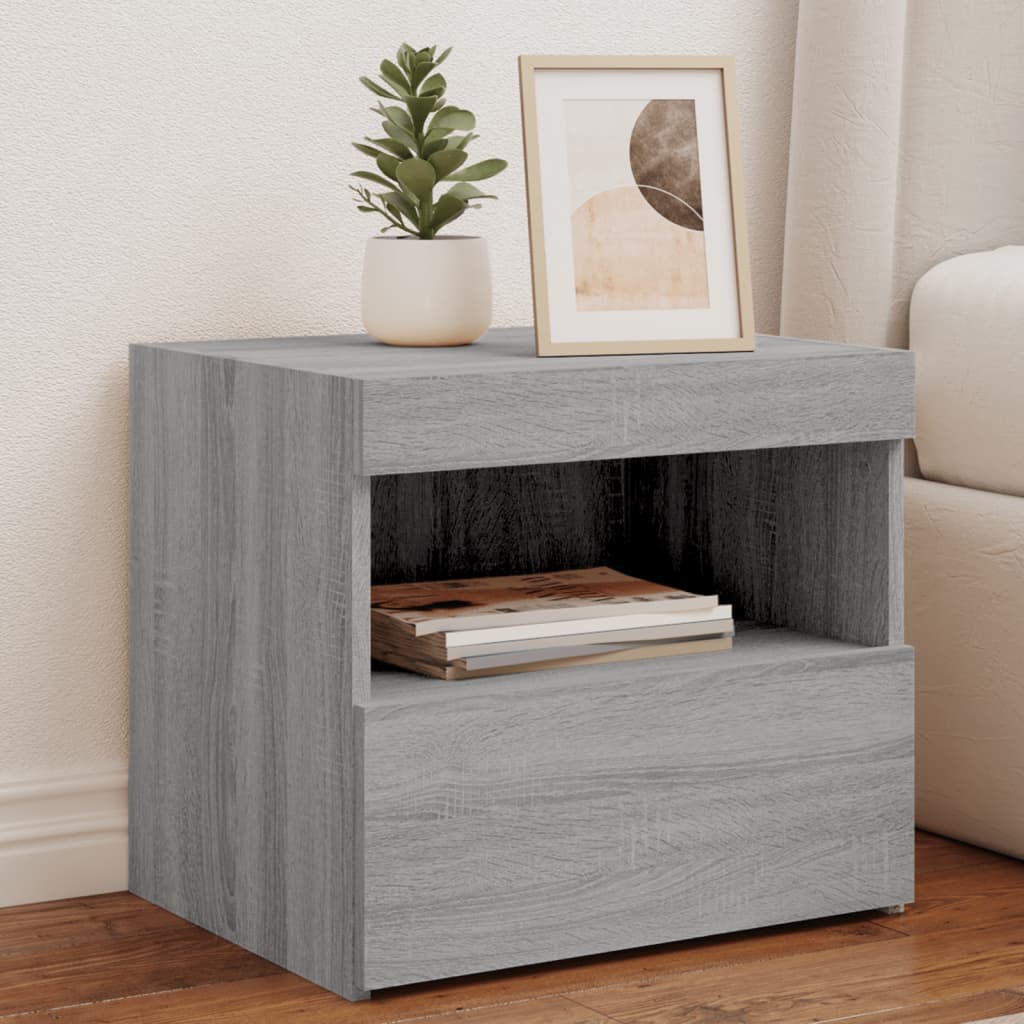 Bedside Table - BELLEVUE Nightstand Grey Sonoma 50cm - Casper Homes