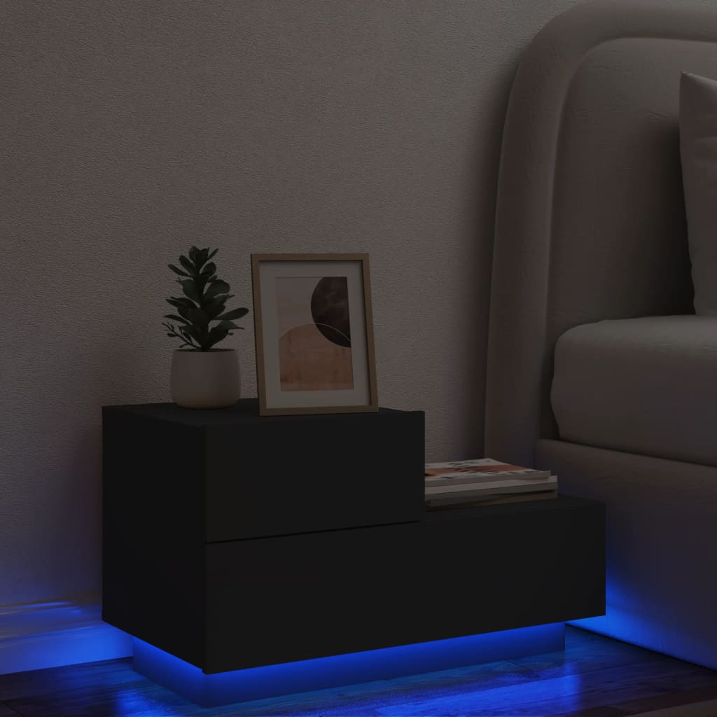 Bedside Table - ASTI Nightstand Black 70cm - Casper Homes