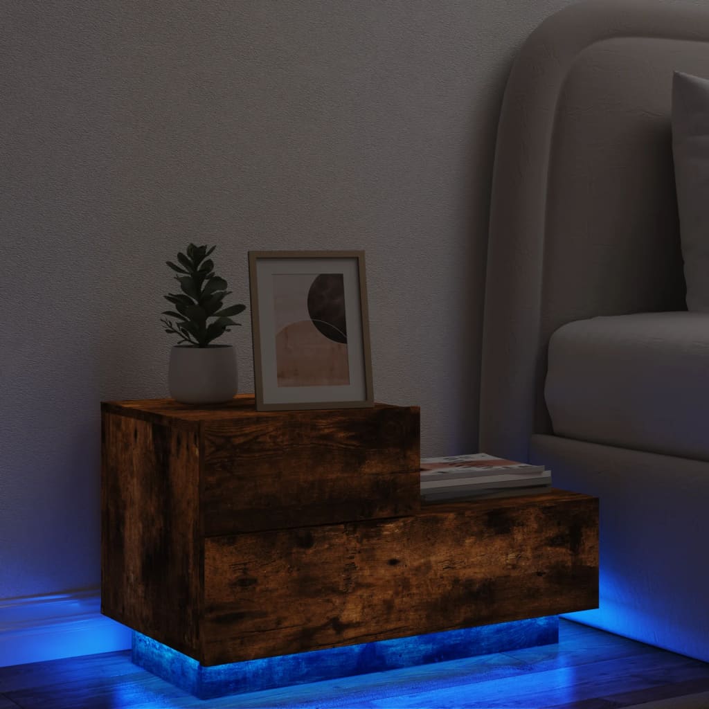 Bedside Table - ASTI Nightstand Smoked Oak 70cm - Tyrell & Tyrell
