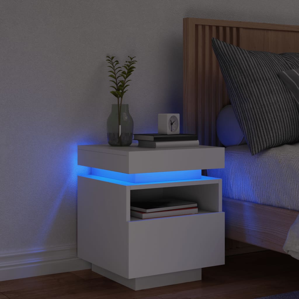 Bedside Table - MERRITT Nightstand White 40cm - Discount Dealers