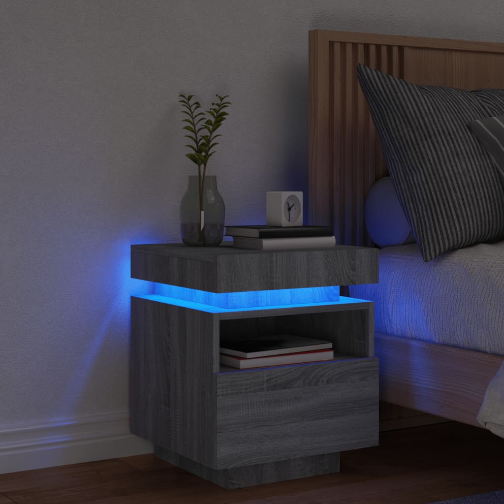 Bedside Table - MERRITT Nightstand Grey Sonoma 40cm - Sid & Sam