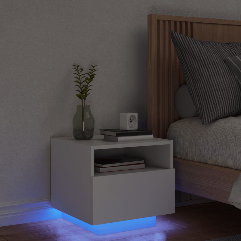 Bedside Table - MIAMI Nightstand White 40cm - Direct Imports
