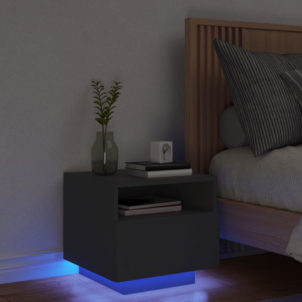 Bedside Table - MIAMI Nightstand Black 40cm - Casper Homes