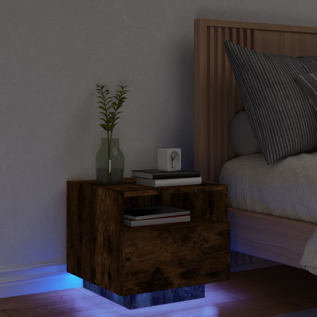 Bedside Table - MIAMI Nightstand Smoked Oak 40cm - Sid & Sam
