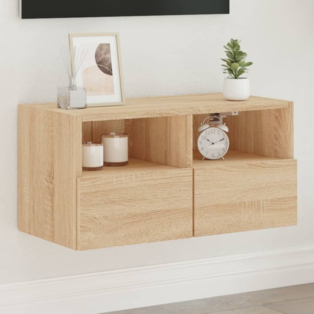 TV Wall Cabinet Sonoma Oak 60x30x30 cm Engineered Wood - Brittle & Co