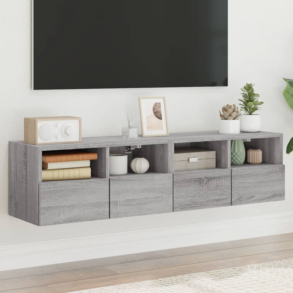 TV Wall Cabinets 2 pcs Grey Sonoma 60x30x30 cm Engineered Wood - Merkel Designers