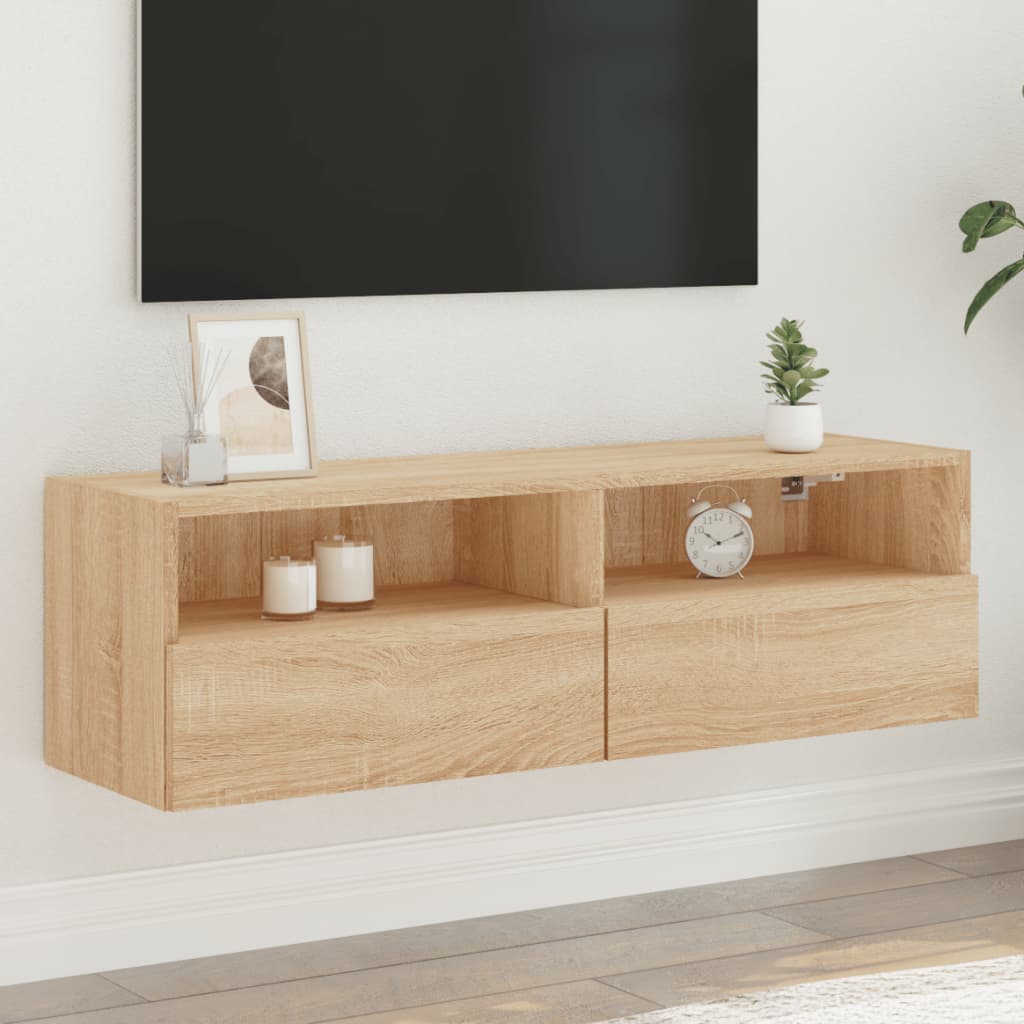 TV Wall Cabinet Sonoma Oak 100x30x30 cm Engineered Wood - Merlin Deals