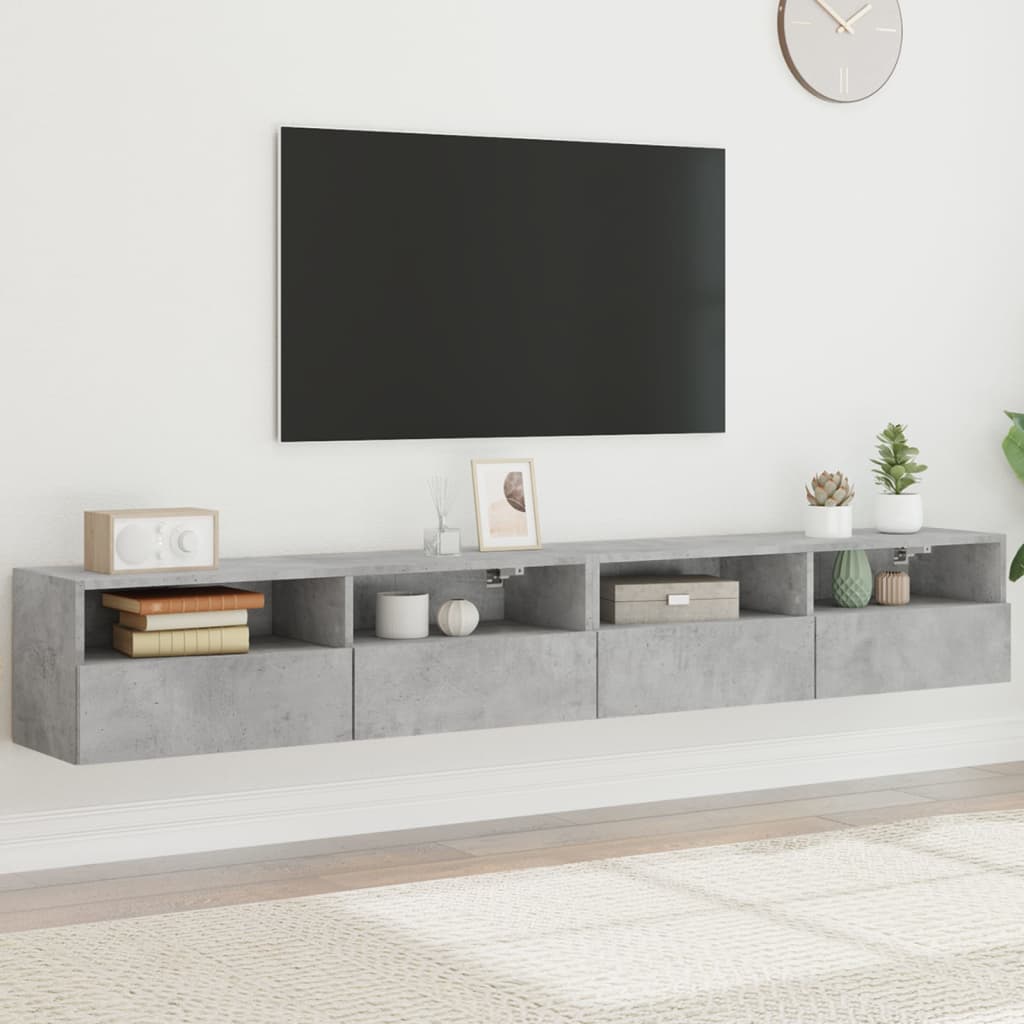 TV Wall Cabinets 2 pcs Concrete Grey 100x30x30 cm Engineered Wood - Casper Homes