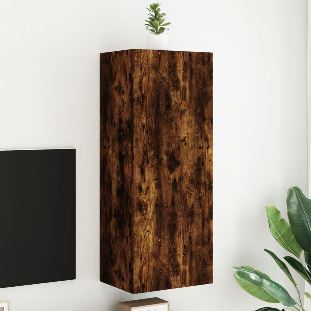 TV Wall Cabinet Smoked Oak 40.5x30x102 cm Engineered Wood - The Home Maker