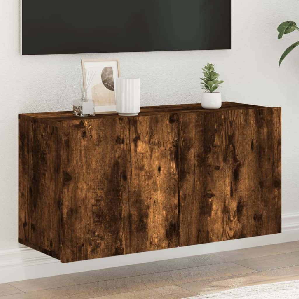 TV Cabinet Wall-mounted Smoked Oak 80x30x41 cm - Merkel Designers
