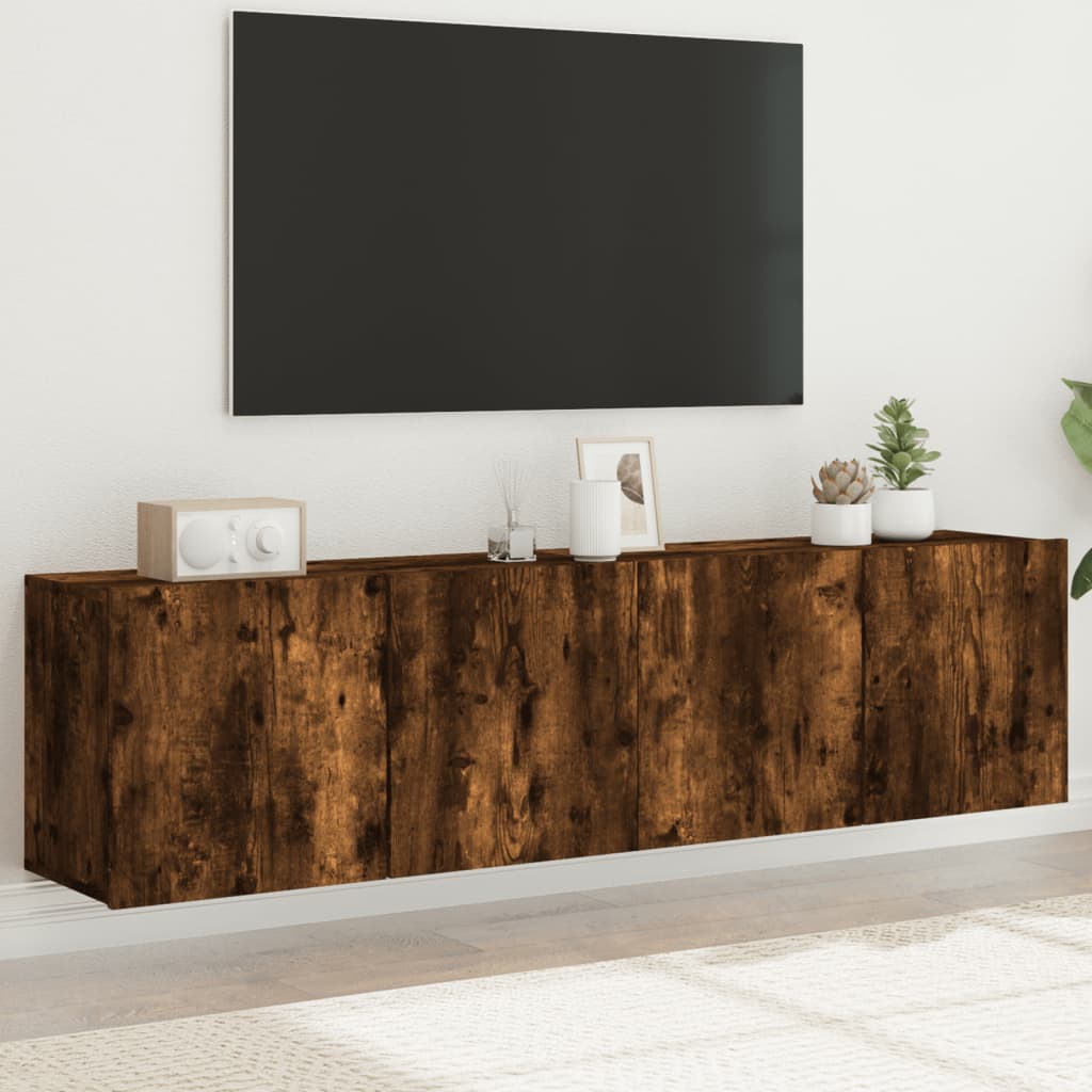 TV Cabinets Wall-mounted 2 pcs Smoked Oak 80x30x41 cm - Brittle & Co
