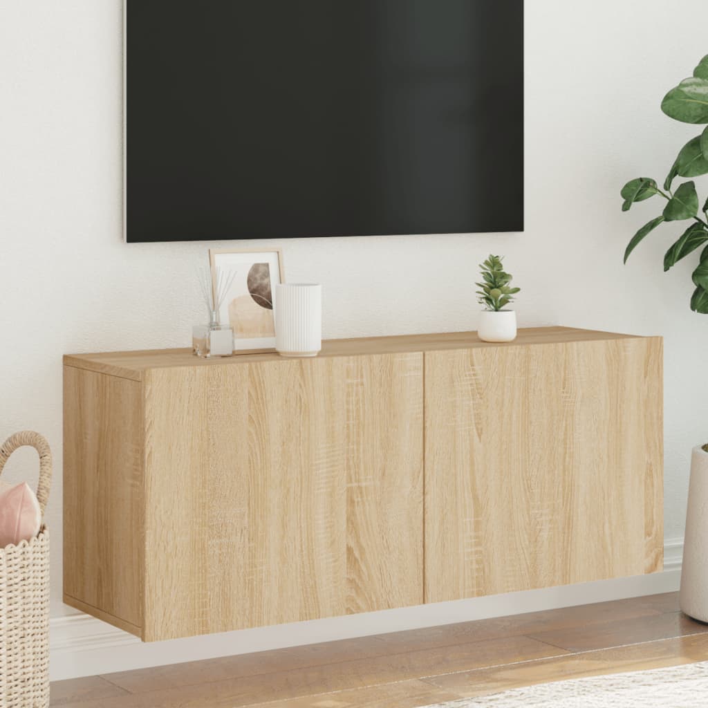 TV Cabinet Wall-mounted Sonoma Oak 100x30x41 cm - Brittle & Co