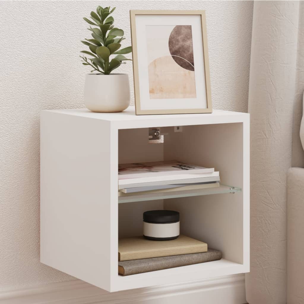TV Wall Cabinet with LED Lights White 30x28.5x30 cm - Direct Imports