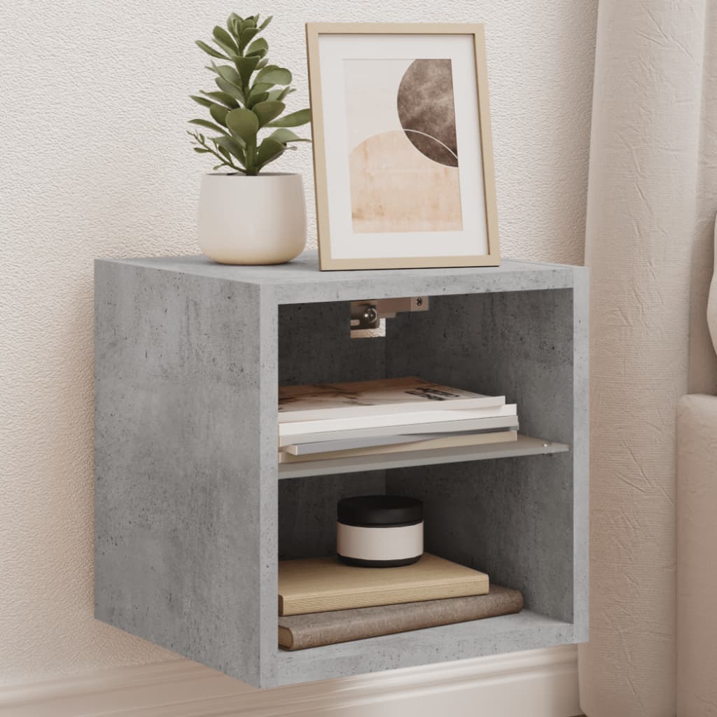 TV Wall Cabinet with LED Lights Concrete Grey 30x28.5x30 cm - Casper Homes